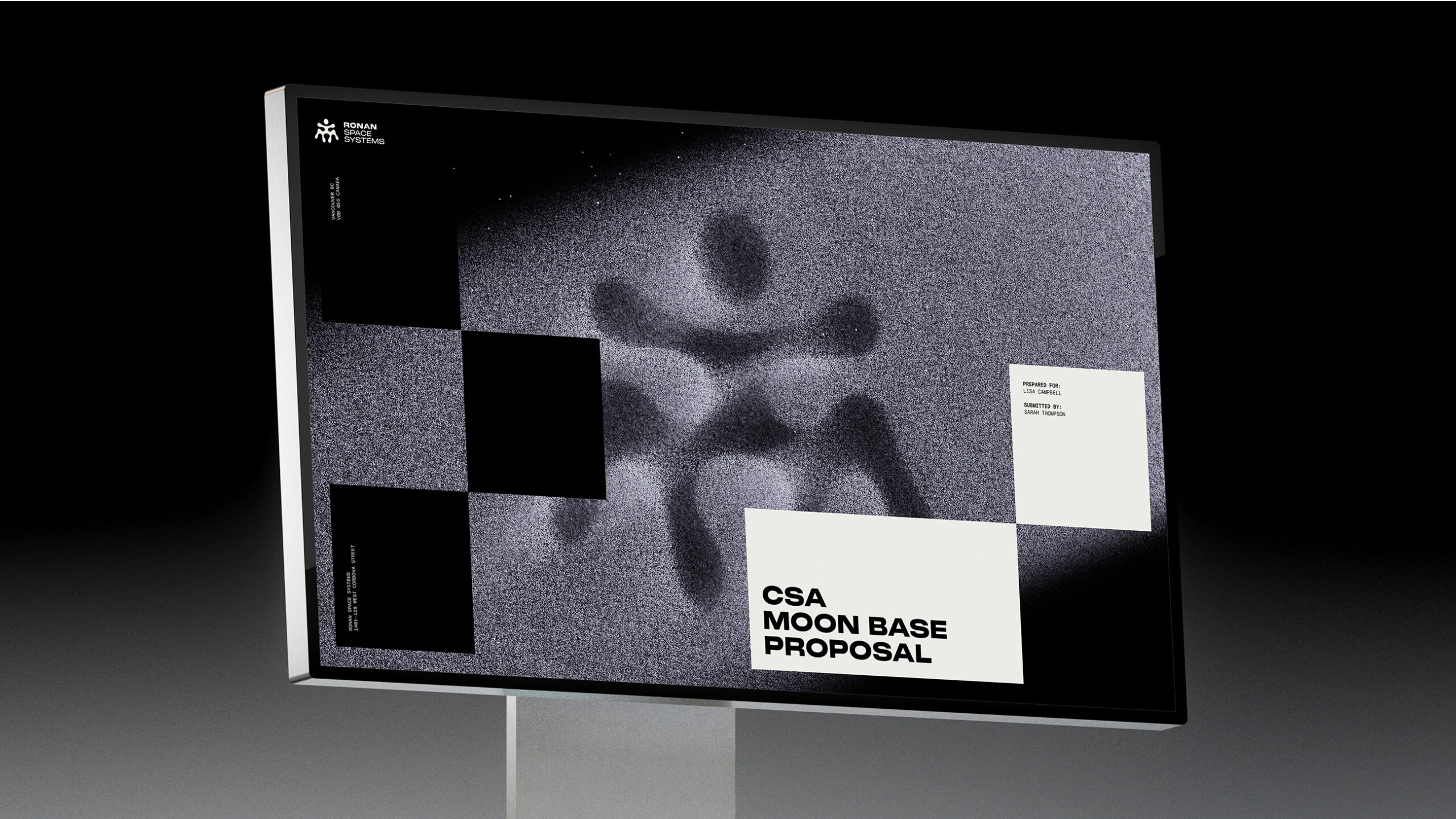 Branding, 3D design, design system for Ronan Space Systems—designed to feel human, strange, and future-facing, grounded in the idea of legacy and cosmic ambition.