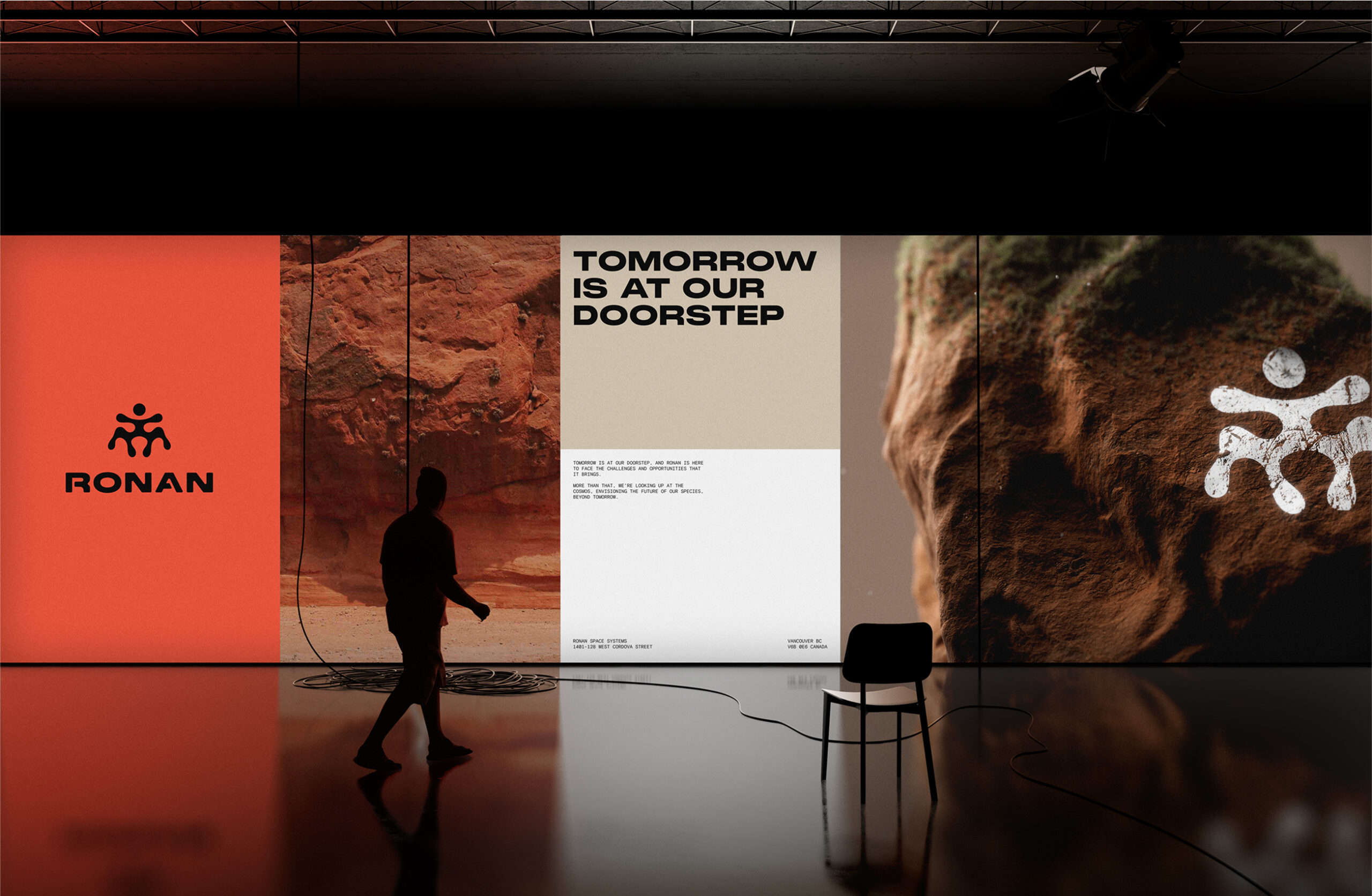 Branding, 3D design, design system for Ronan Space Systems—designed to feel human, strange, and future-facing, grounded in the idea of legacy and cosmic ambition.
