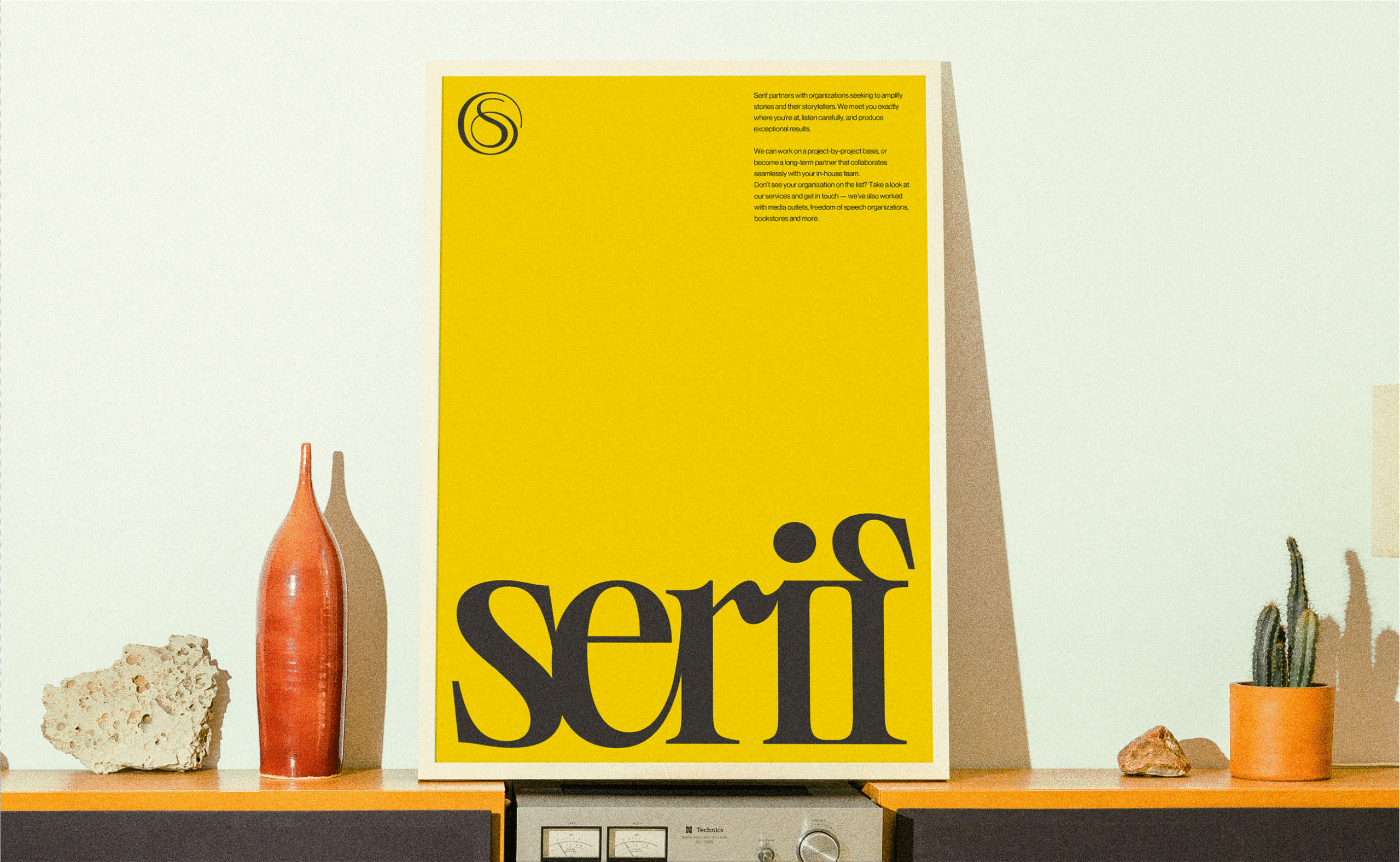 Brand identity for Serif, a literary marketing and publicity agency with a refined, editorial design system