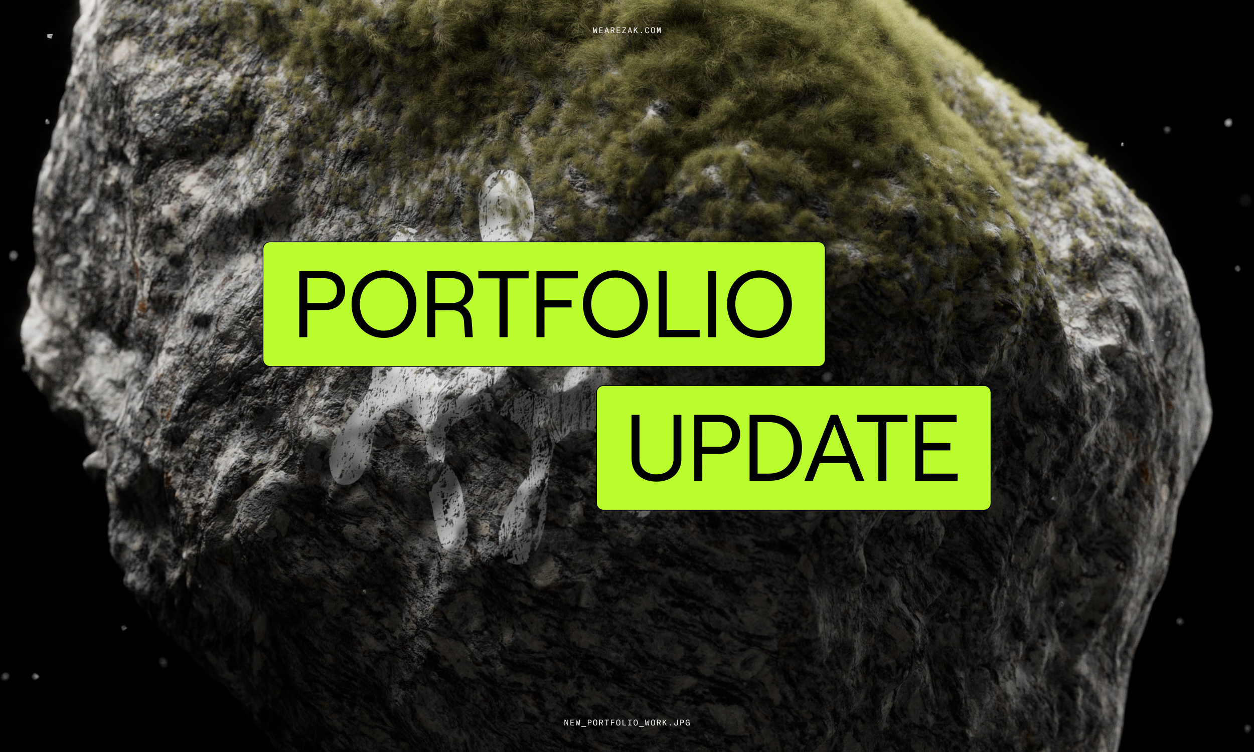 ZAK portfolio update featuring branding, motion, typography, 3D, and more.